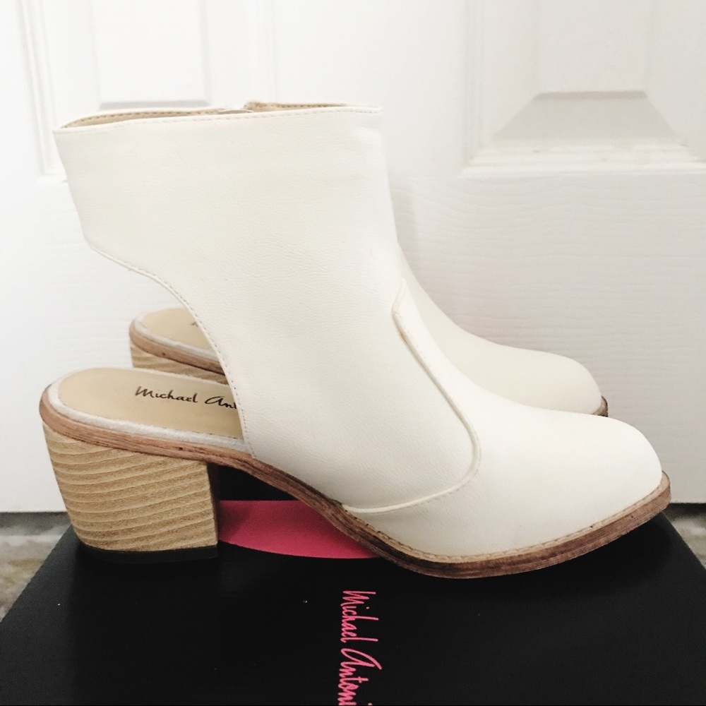 NEW! Michael Antonio White Vegan leather Booties